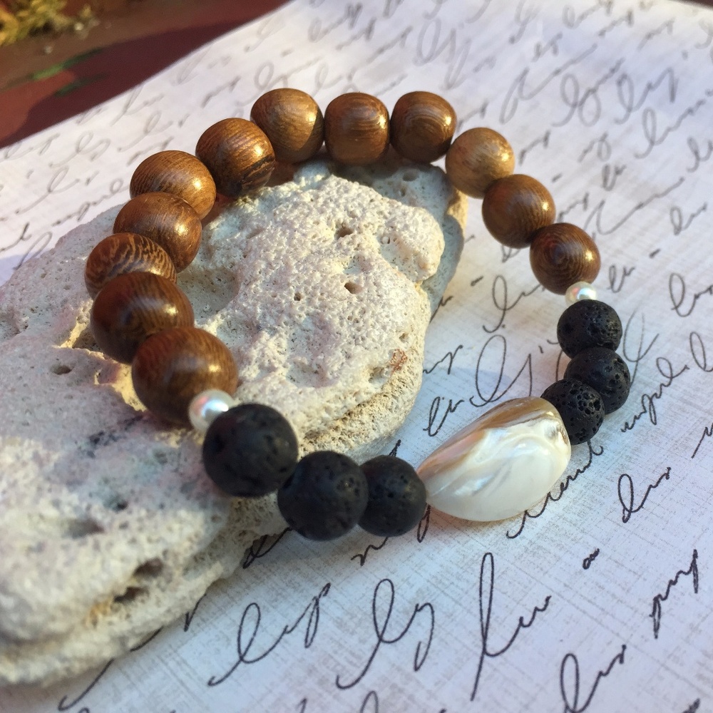Essential Oil Diffuser Wood Lava Boho Bracelet